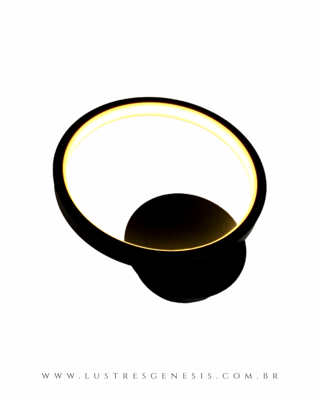 Arandela moderna preta redonda de LED, modelo Sindora DCB03052, para decoração de interiores. Lustres Gênesis loja online de Lustres e Iluminação Decorativa